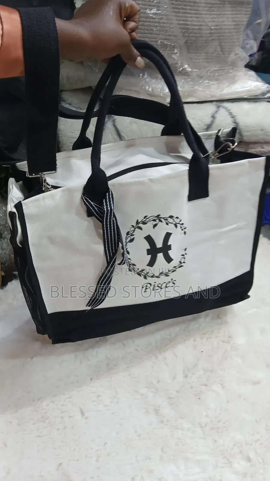 Unique White and Black Tote Bag