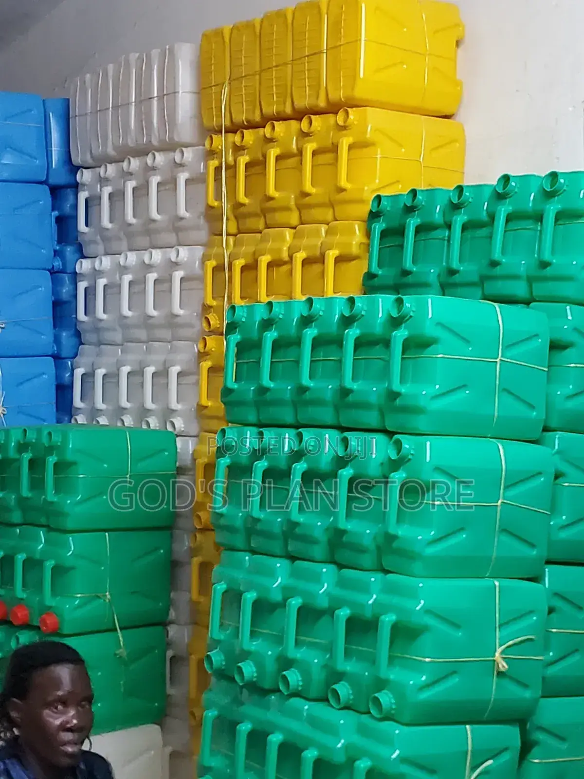 Green, Yellow,Blue and White Plastic Jerrycans 10litres