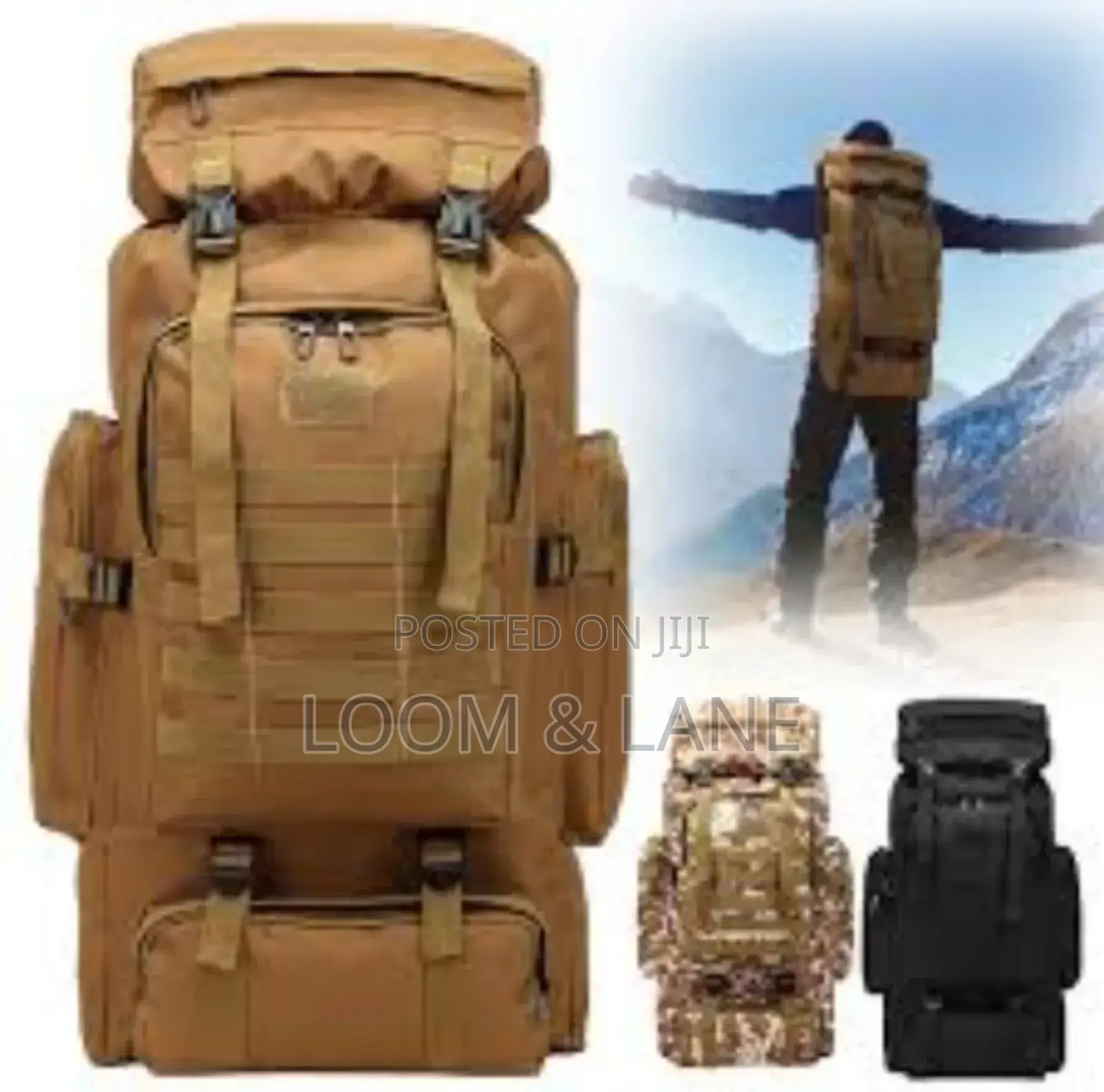 70l Large Capacity Travel/ Camping Bag- Black