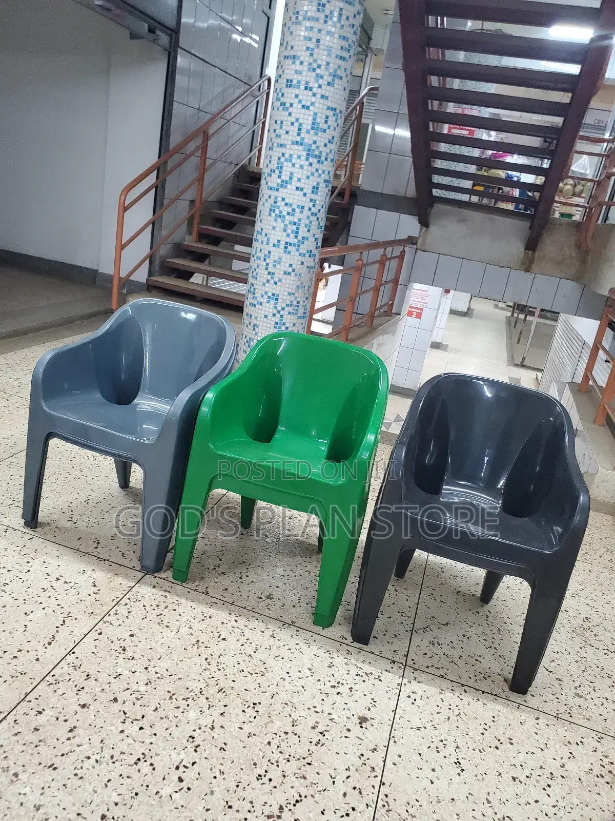 Gray ,Green and Black Plastic Sofa Chairs
