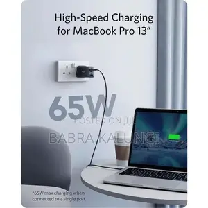 Anker Highh Speed 65w Gan Charger 3in1 3 Ports 2 Usb-C