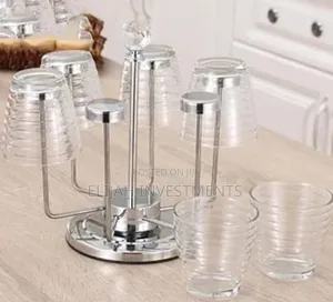 Rotating Stainless Steel 6 Glasses,Cups Holder Rack Stand