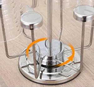 Rotating Stainless Steel 6 Glasses,Cups Holder Rack Stand