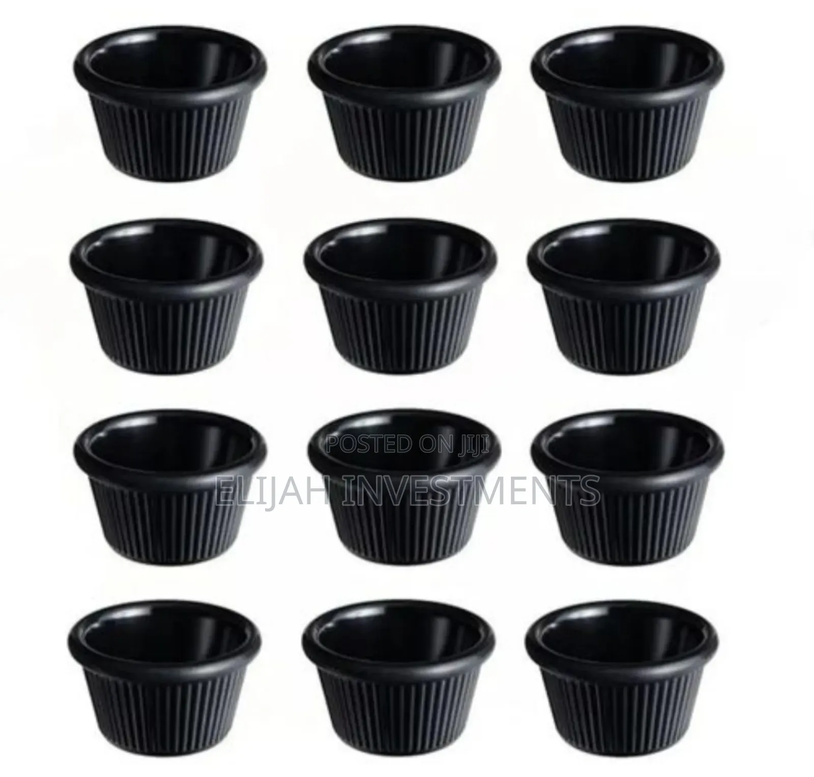 12 Pieces of Black Mini Ramekins Condiment Saucers Melamine