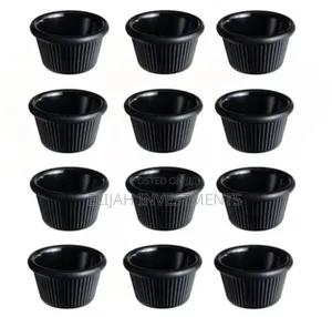12 Pieces of Black Mini Ramekins Condiment Saucers Melamine