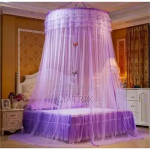 Round Top Hanging Mosquito Net -Purple Top Design May Vary