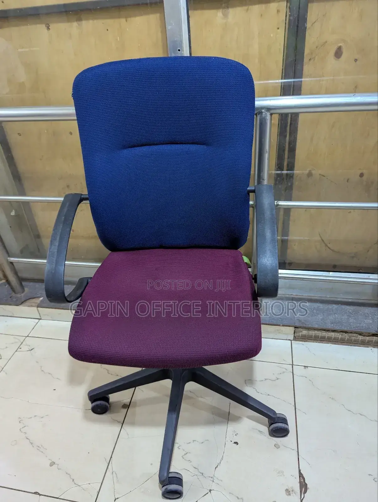 Maroon Blue Chair With Adjustable Heights
