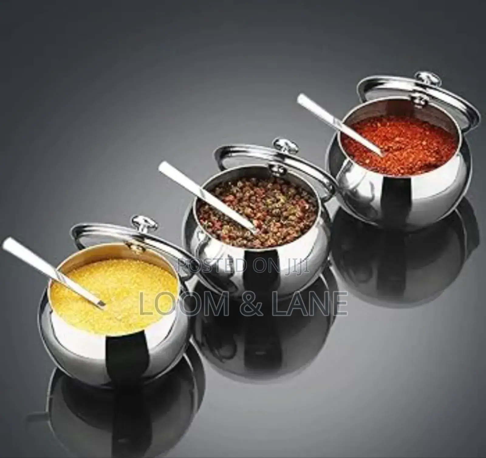 Stainless Steel Sugar Bowl With Lid and Spoon