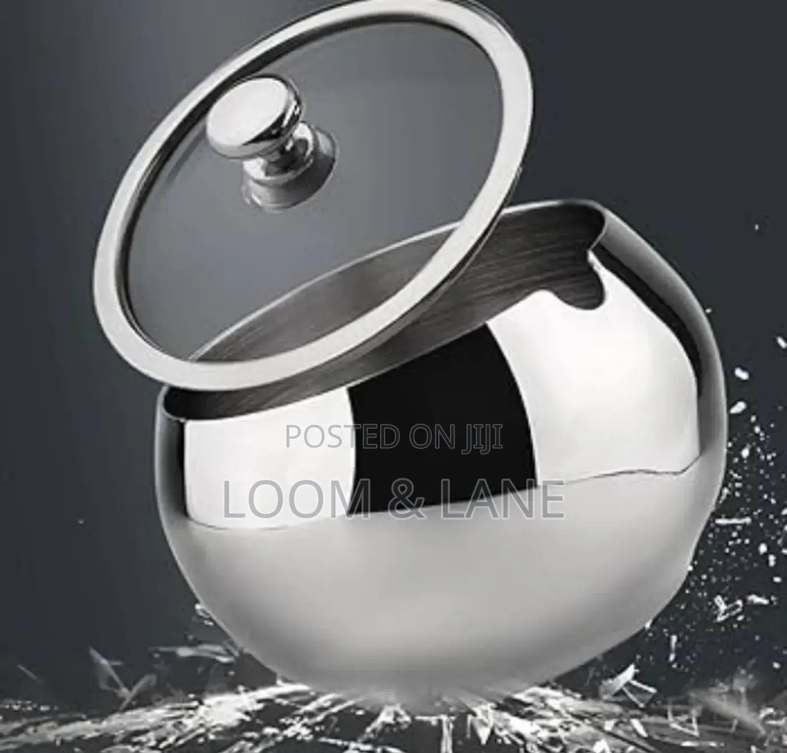 Stainless Steel Sugar Bowl With Lid and Spoon