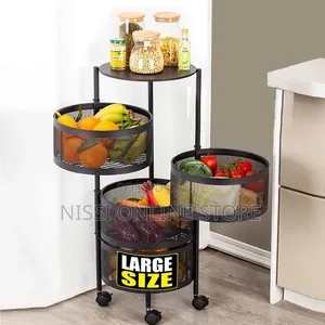 Rotating Carbon Steel Portable Kitchen Rack With Wheels