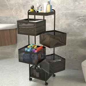 Rotating Carbon Steel Portable Kitchen Rack With Wheels