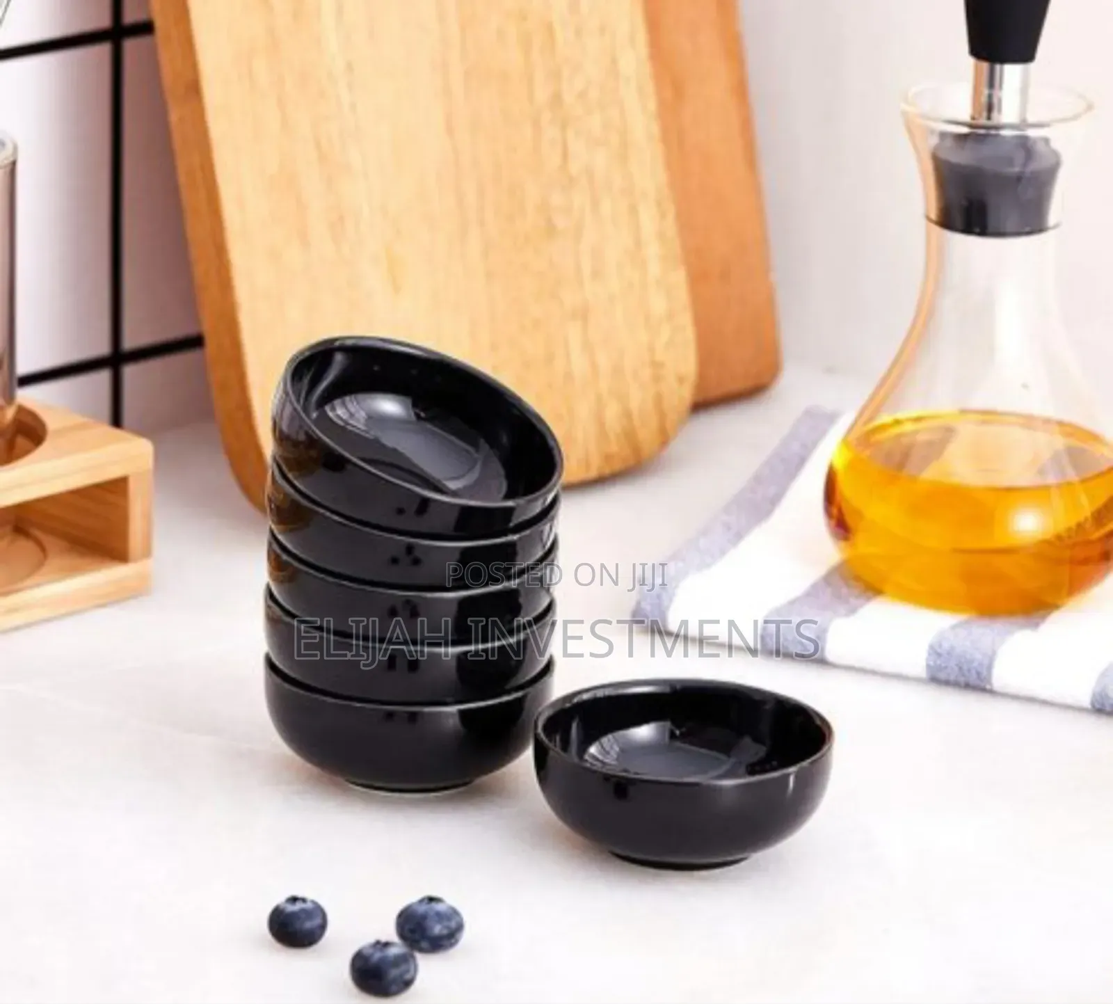 Ceramic Deep Soup Bowls 6 Set, Black Bowls Set for Breakfast