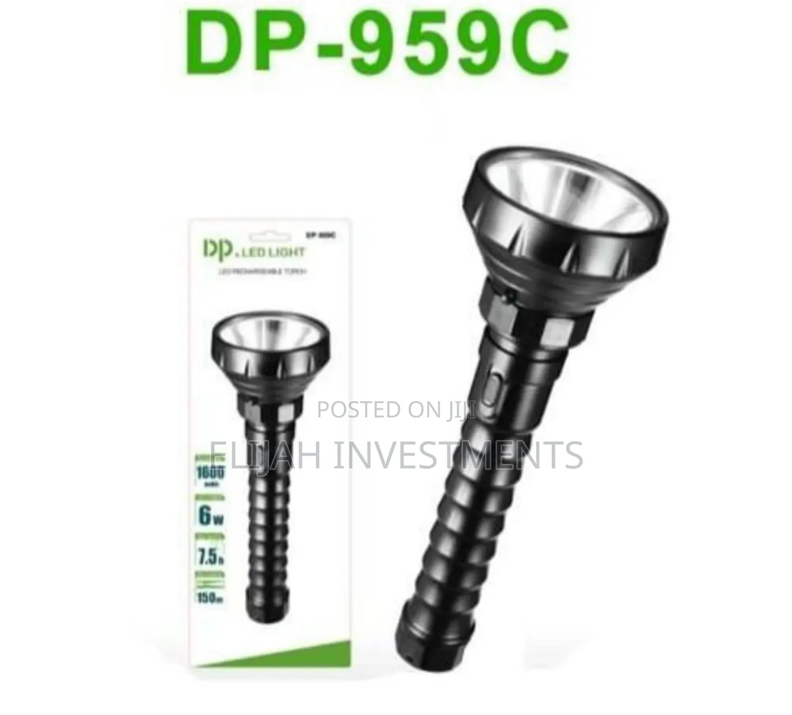 Dp Led Rechargeable Torch Flashlight – Black