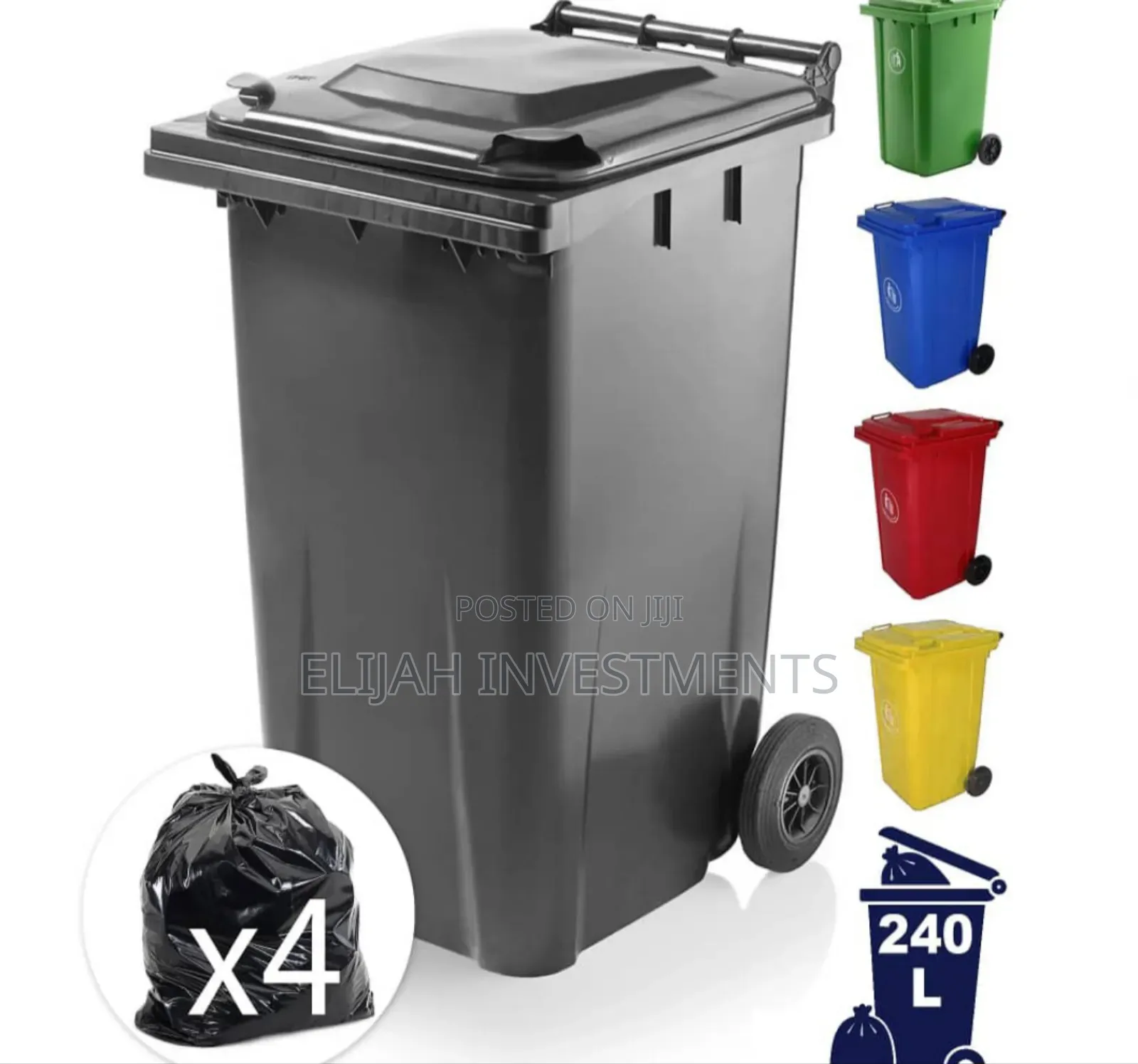 240l Plastic Outdoor Waste Bin With Wheels