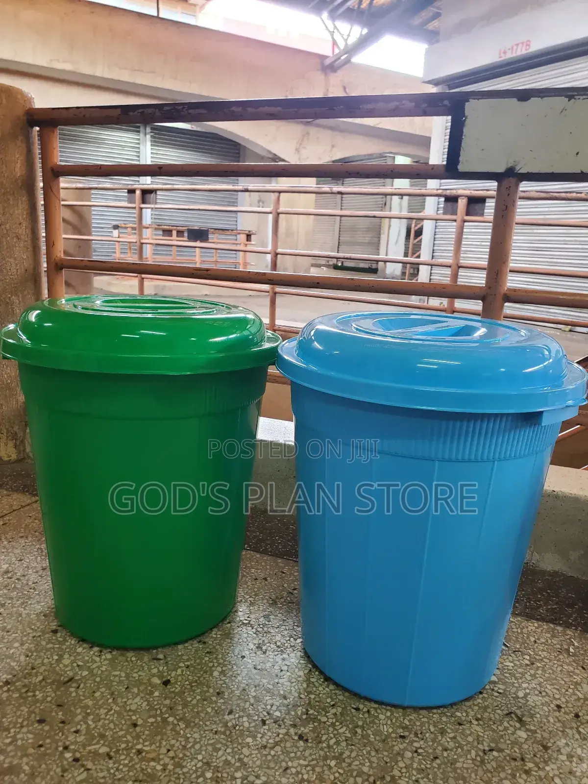 Light Blue and Green Plastic Buckets Plastic Buckets