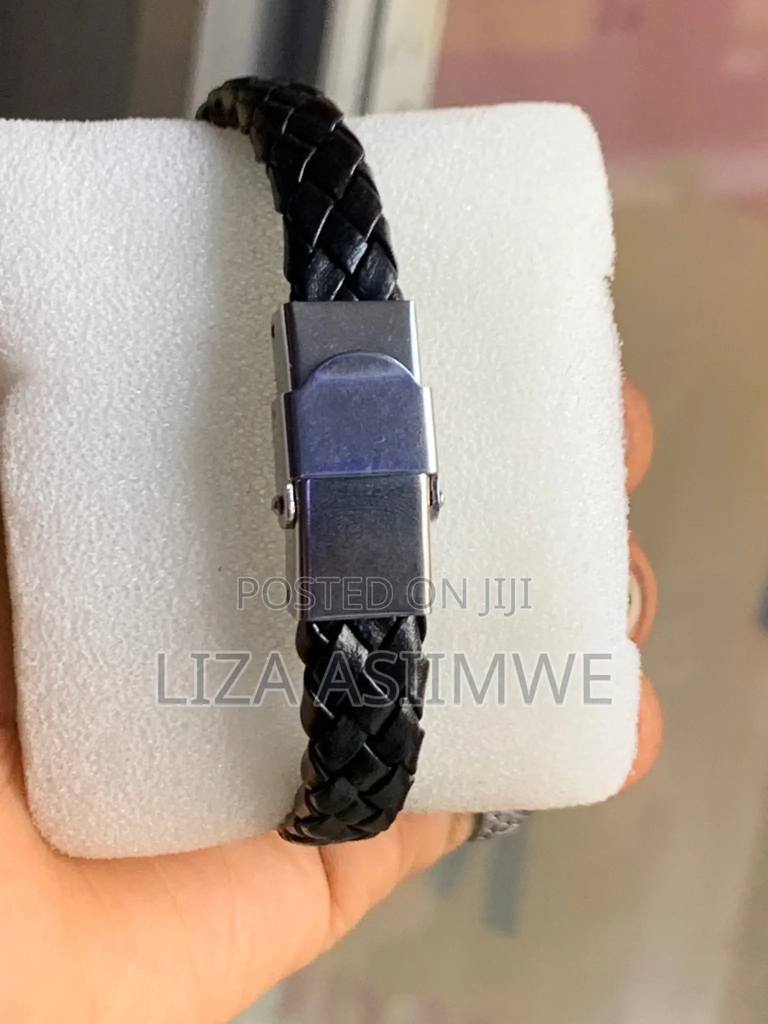 Gold Puma Mixed With Black Leather Strap Bracelet