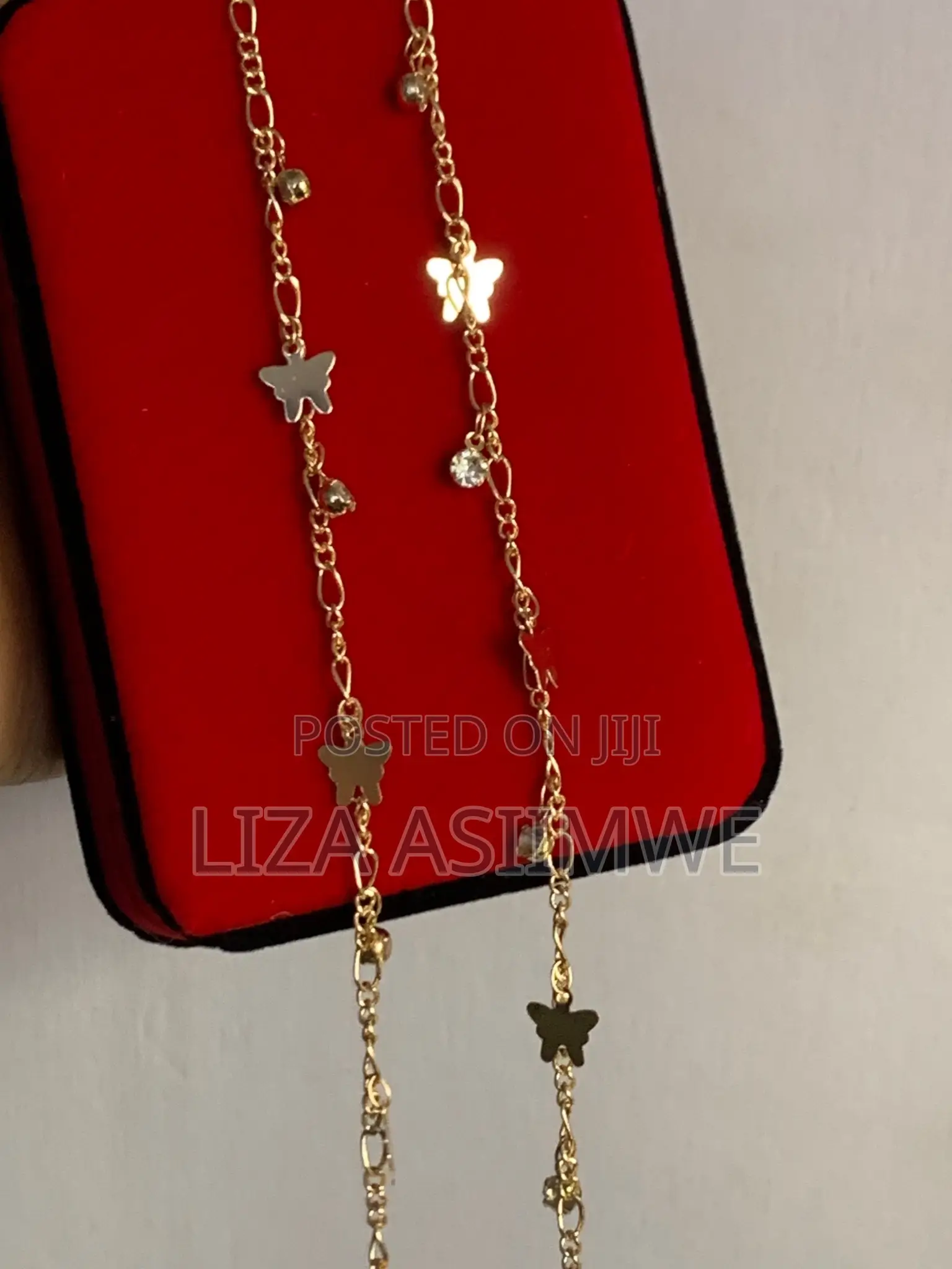Gold Anklets With Butterfly Charms