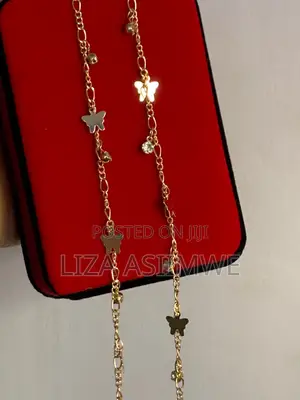 Gold Anklets With Butterfly Charms