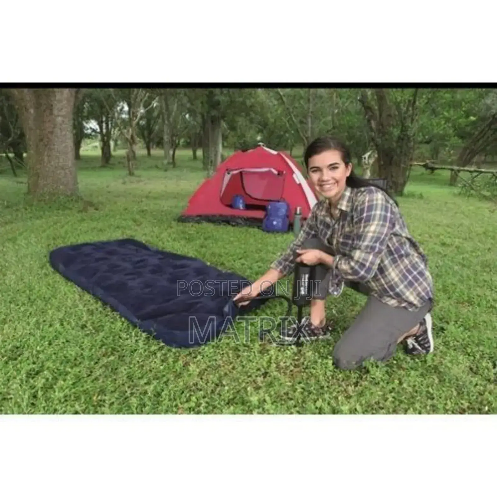 3x6 Air Inflatable Mattress With Pump - Navy Blue