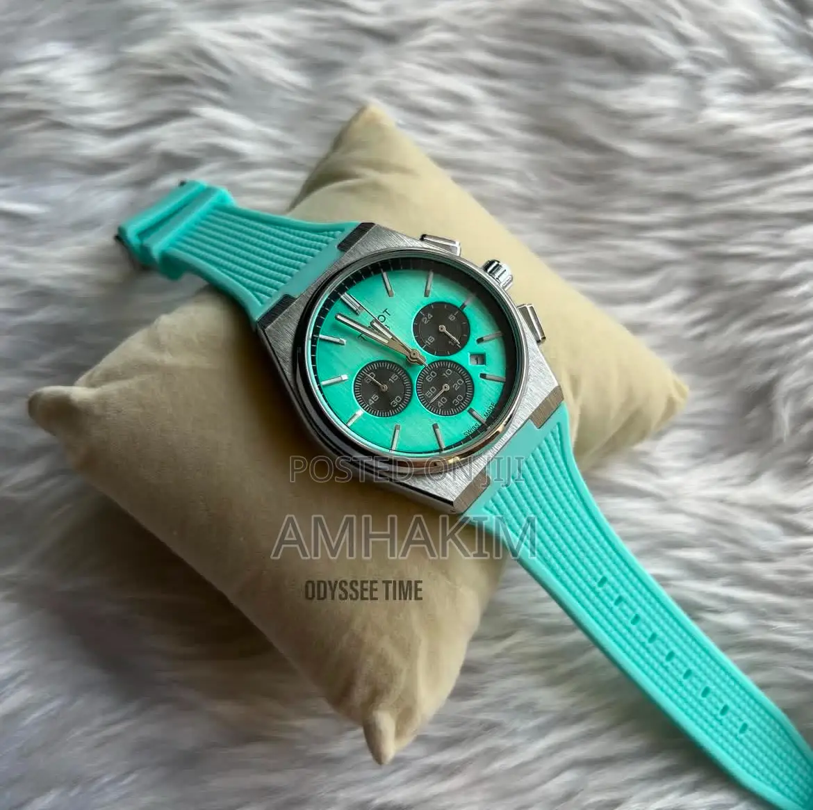 Tissot PXR Tiffany Blue Rubber Strap Watch in Stock