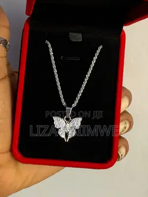 Luxurious Platinum Butterfly Pendant Necklace