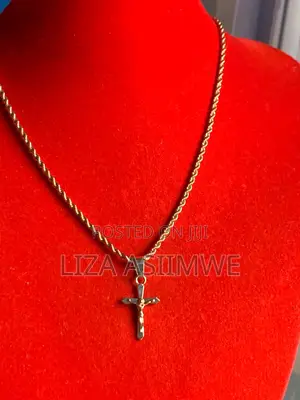 Smaller and Simple Rope Gold Crucifix Necklace