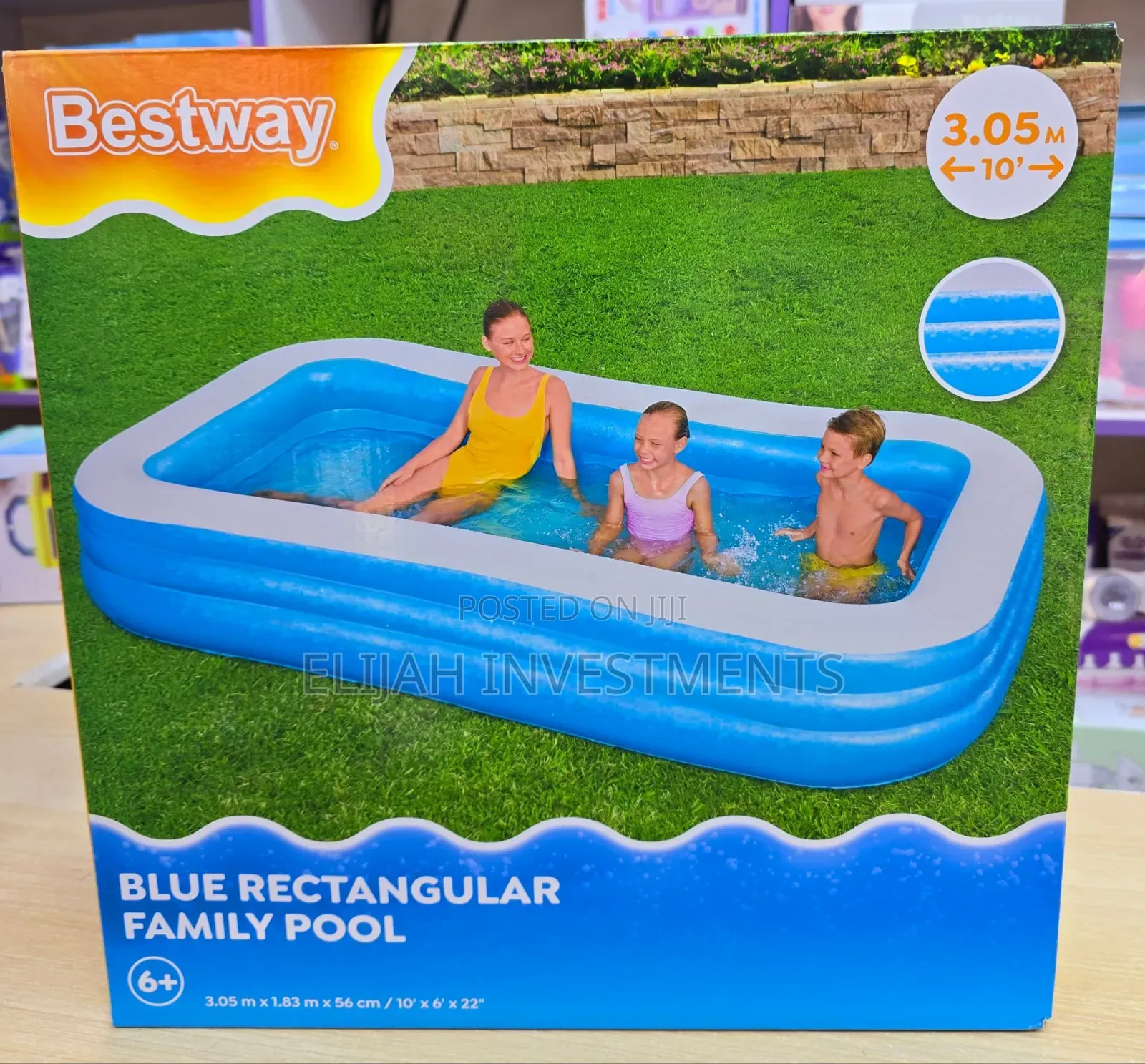 Bestway Blue Rectangular Inflatable Swimming Pool