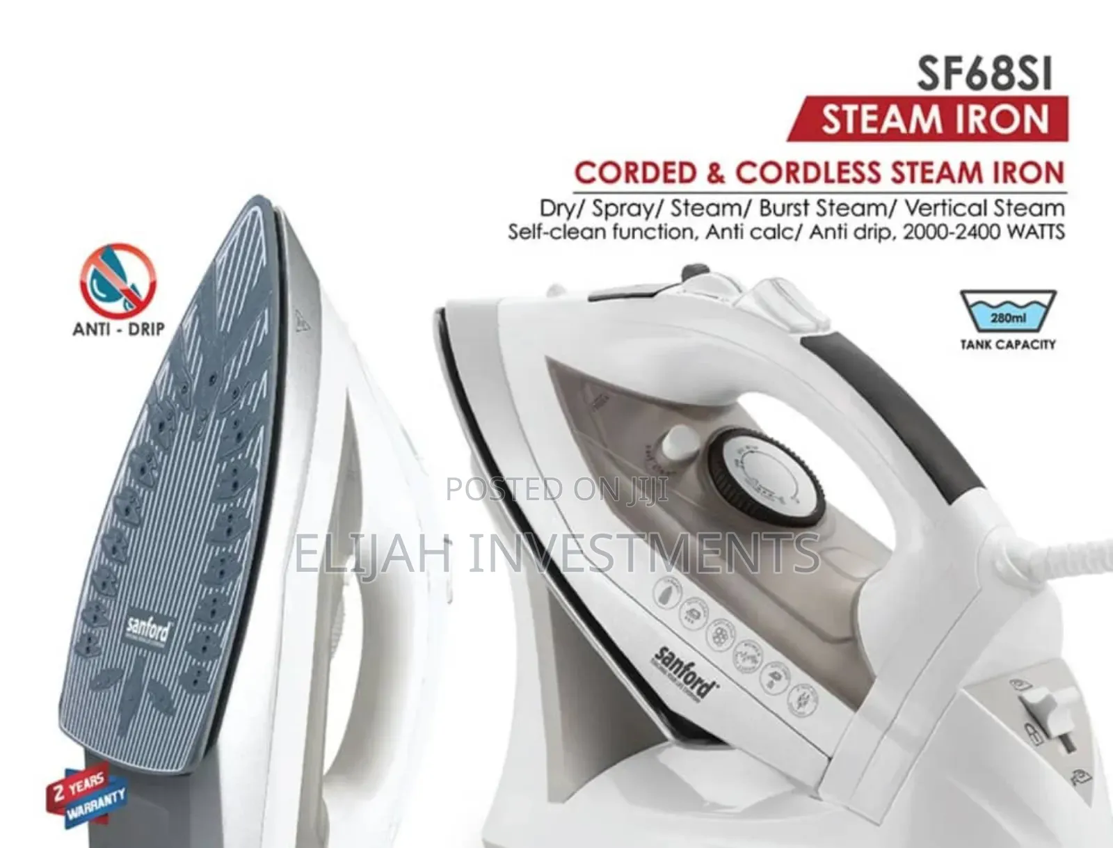 Sanford Cord and Cordless Steam Iron 2200 Watts