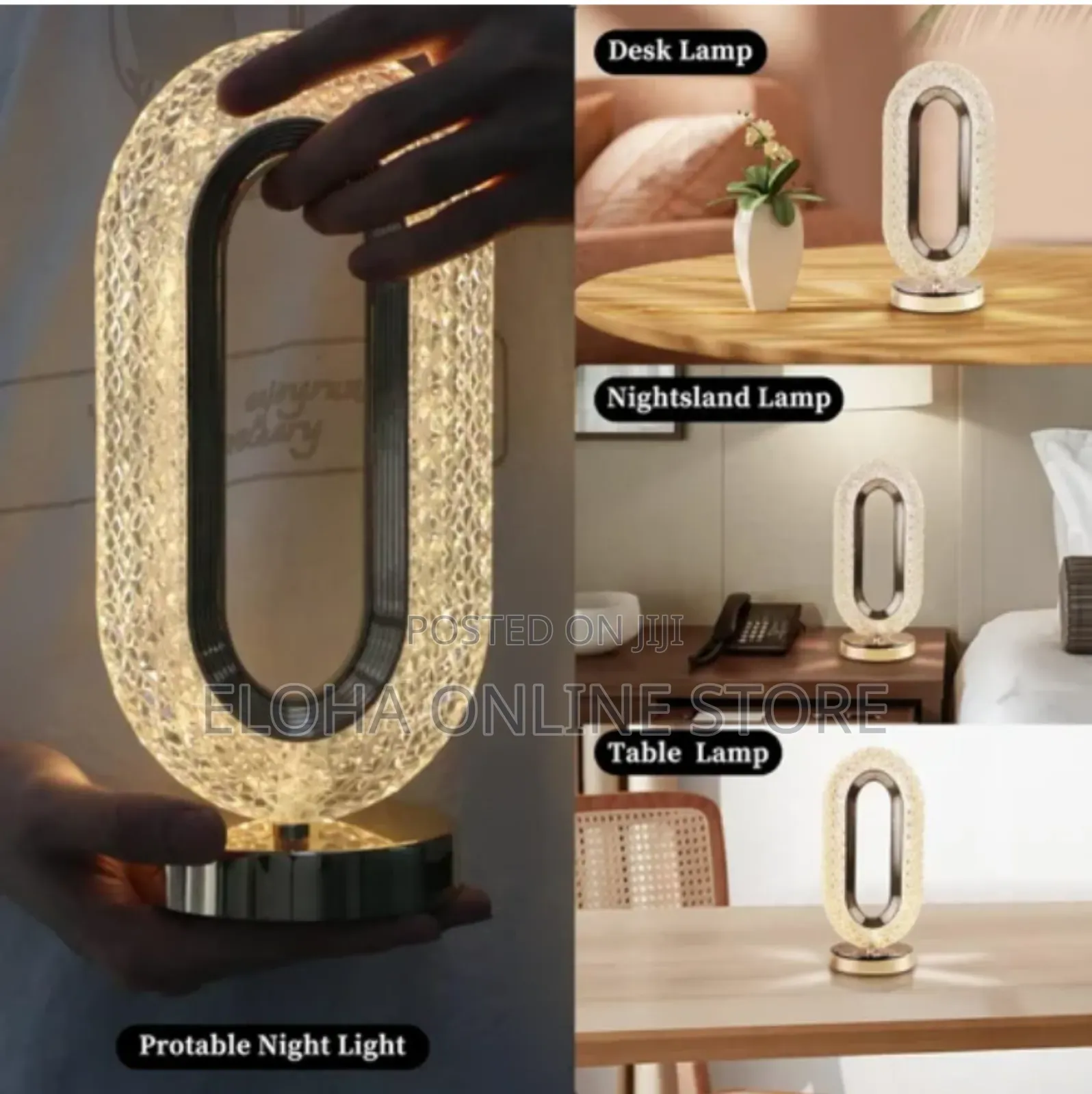 Oval Crystal Table Lamp