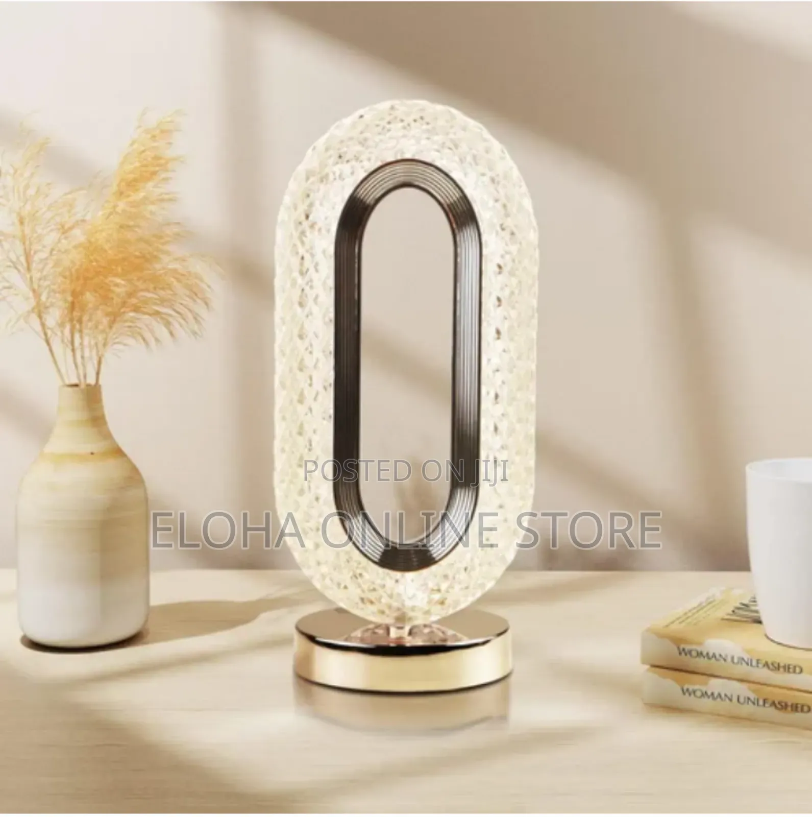 Oval Crystal Table Lamp