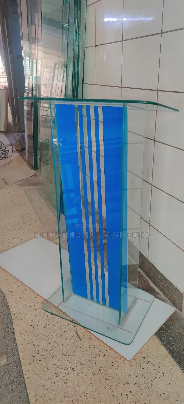 Blue Striped Design Podium