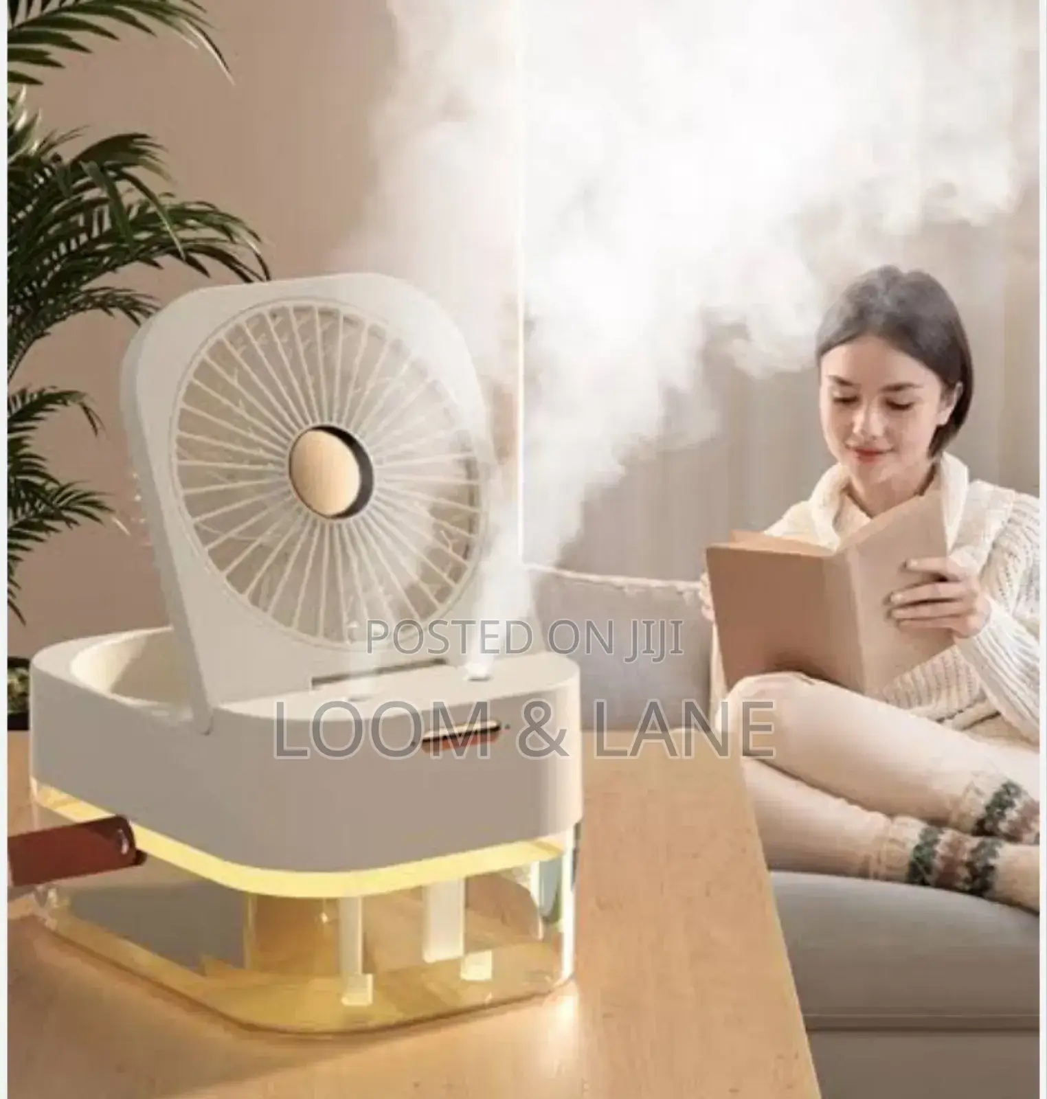 Double Spray Portable Humidifier Fan With Lamp