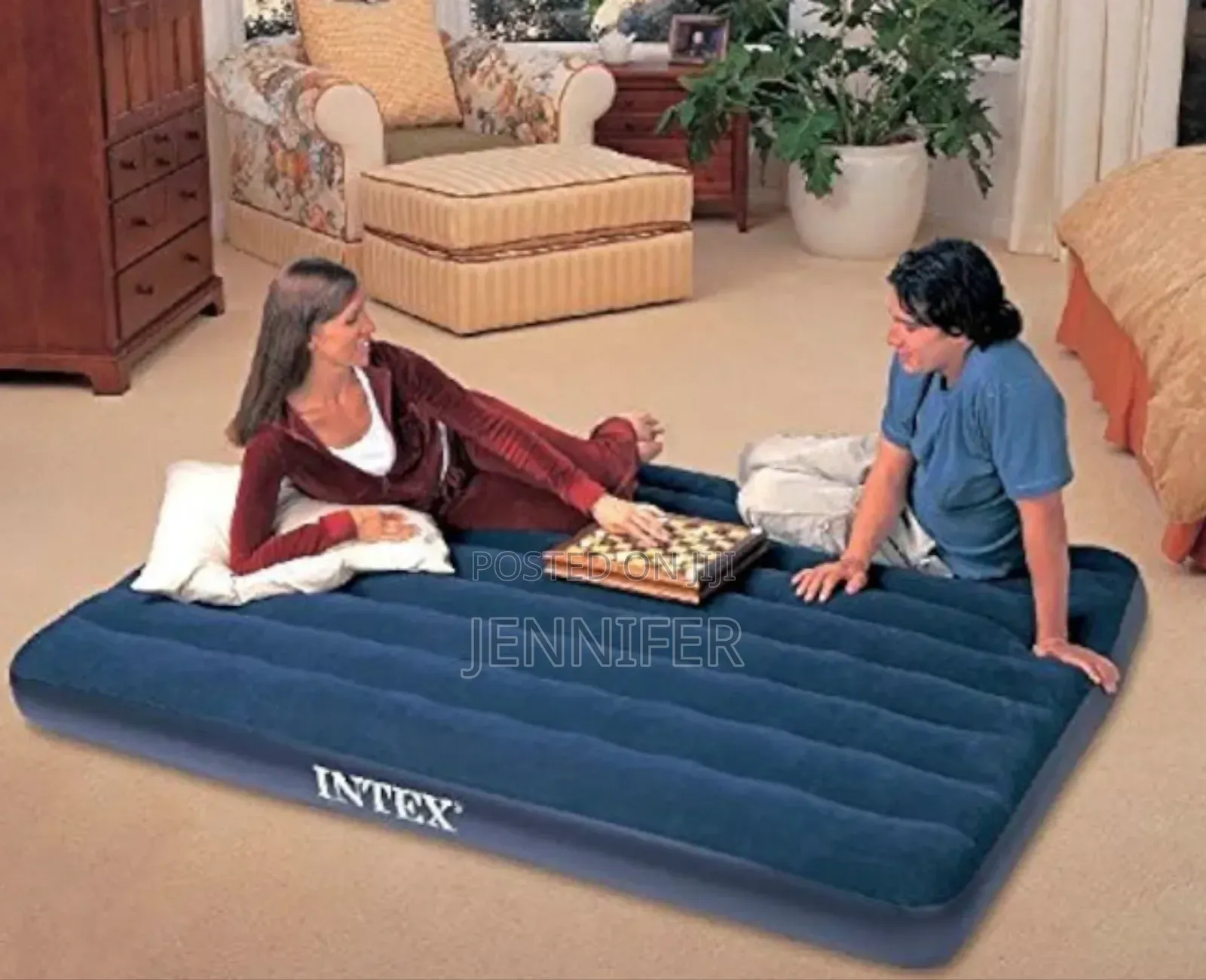 Intex Inflatable Air Mattress With 2 Pillows