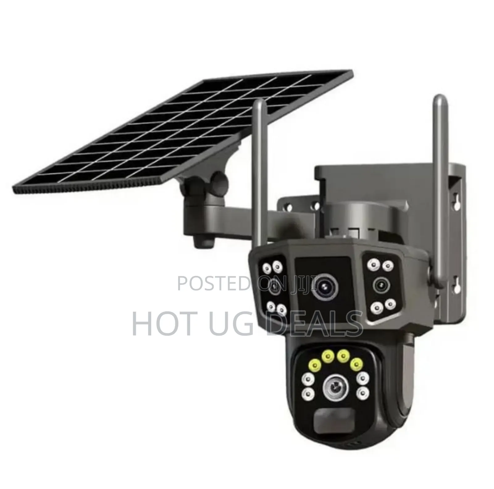 Security Cctv Camera Powered By Solar Energy With 3 Lenses
