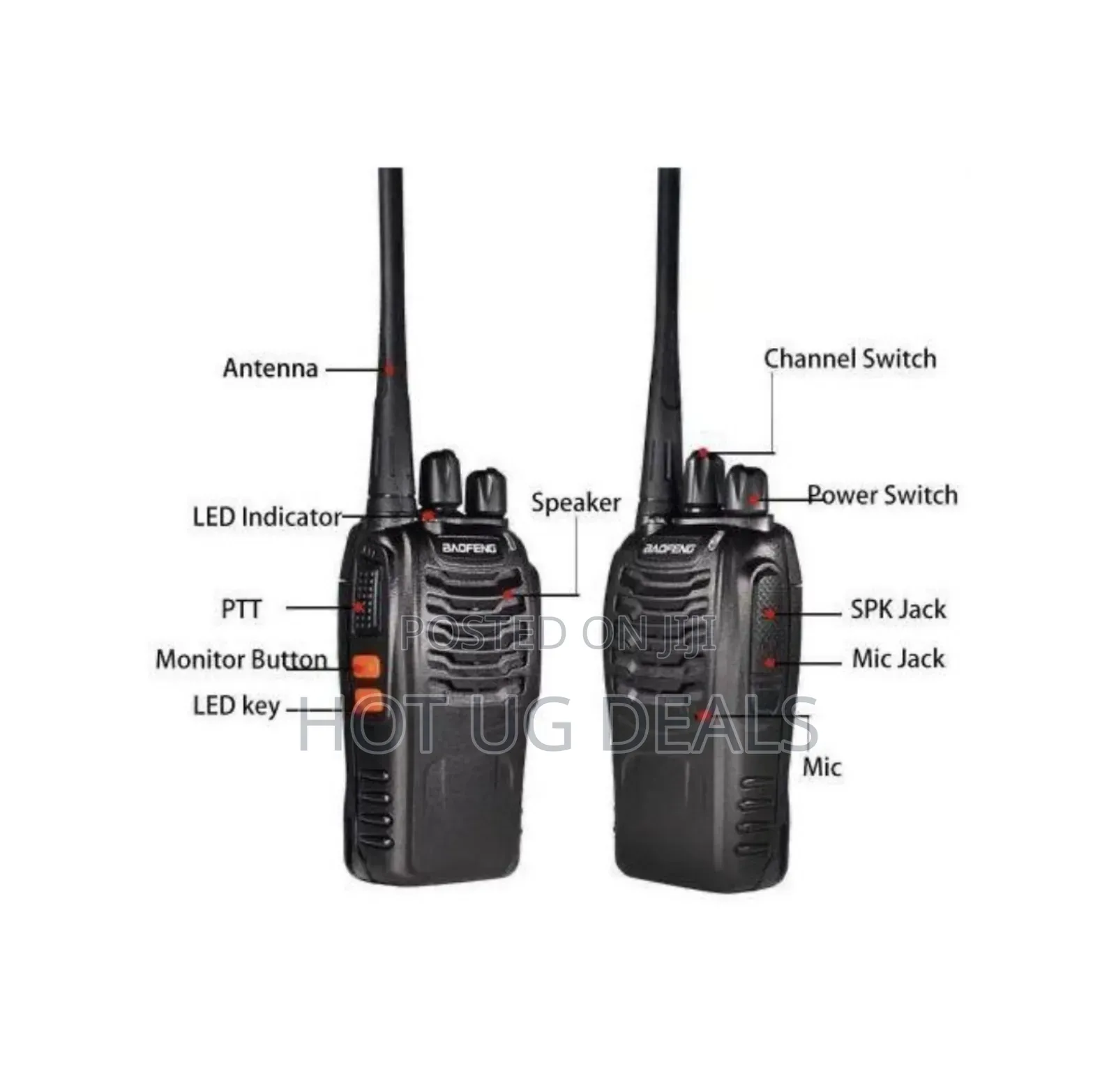 Baofeng Radio Call Walkie Talkie Two-way Radio Pair - Black