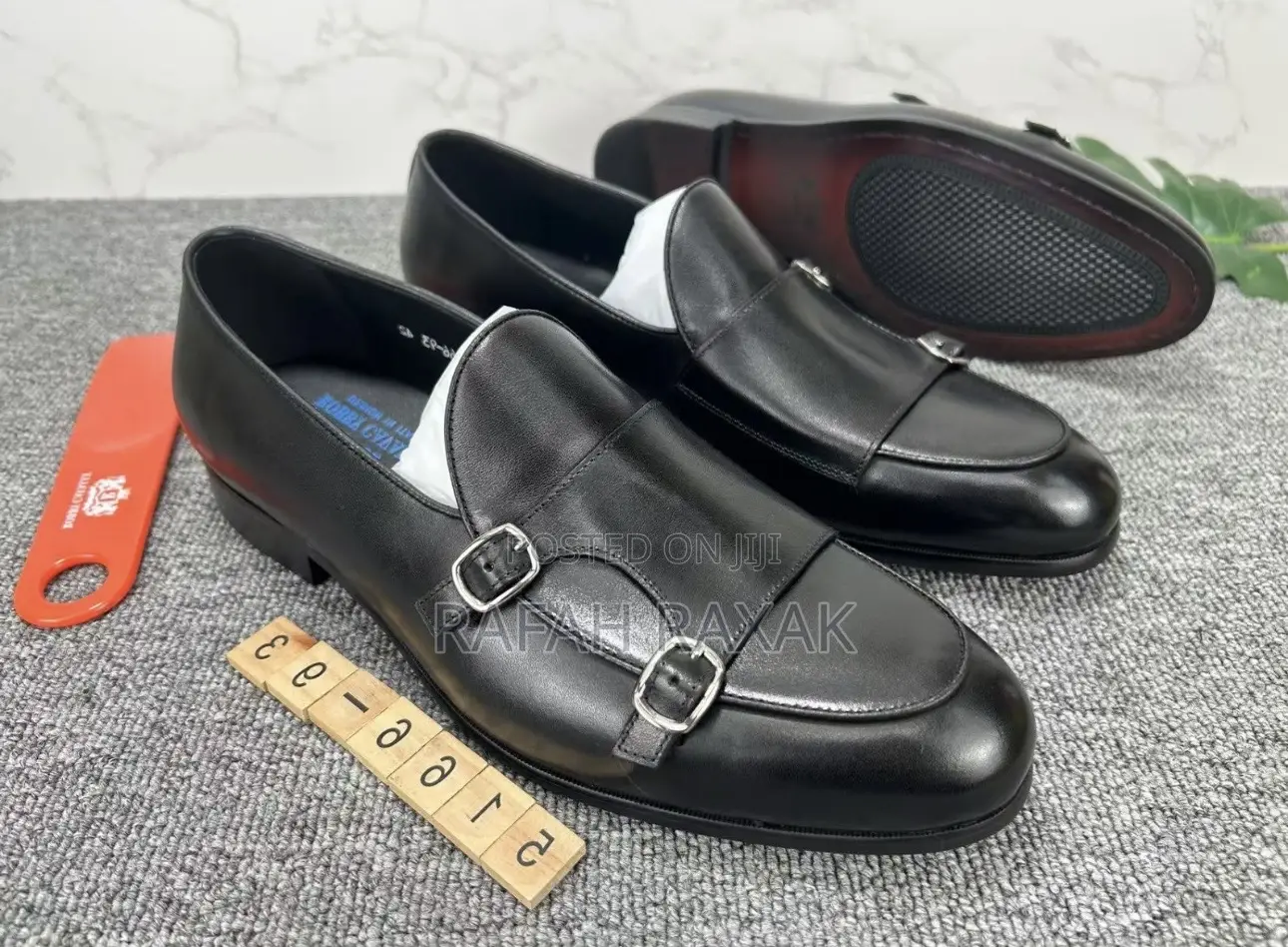 Men’S Double Monk Strap Robby Cavally Gentle Leather Loafers