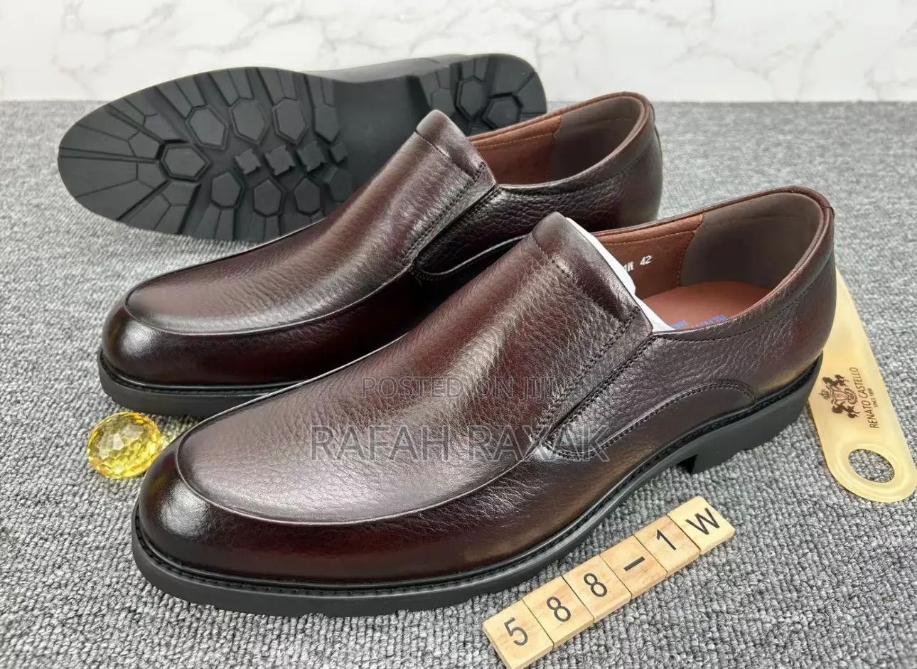 Men’S Brown Rough Leather Renato Castello Formal/Gentle Shoe