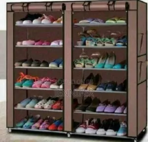 6 Row 2 -Line Non- Woven Fabric Shoe Rack
