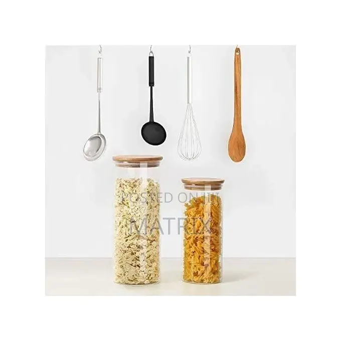 4 Piece Glass Cereal Food Storage Container Jars