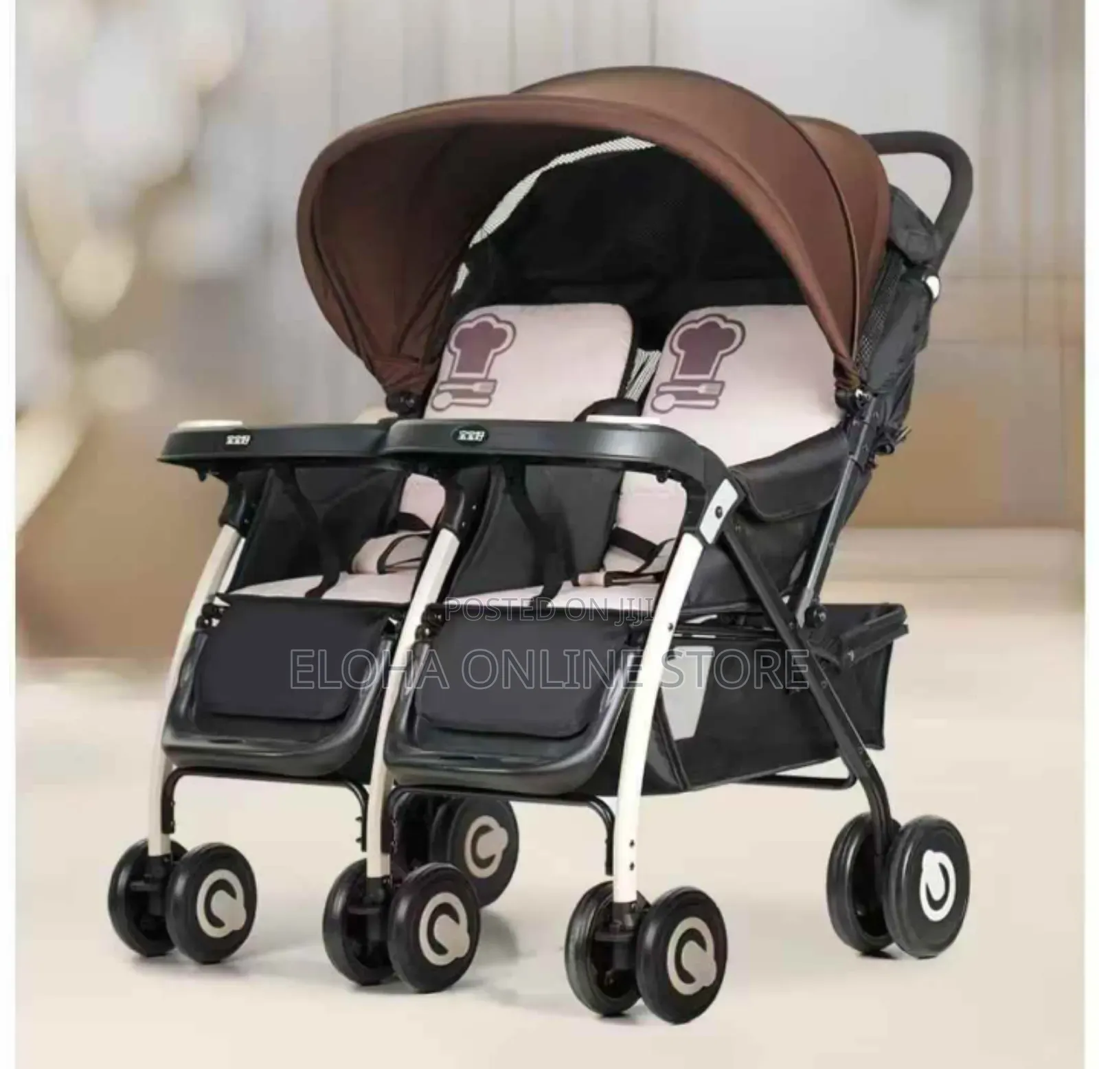 Adjustable Twin Baby Stroller Foldable Backrest Side by Side