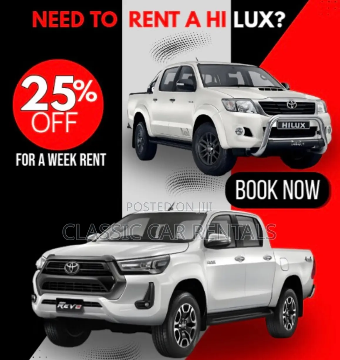 Toyota Double Cabin Pickups For Hire.