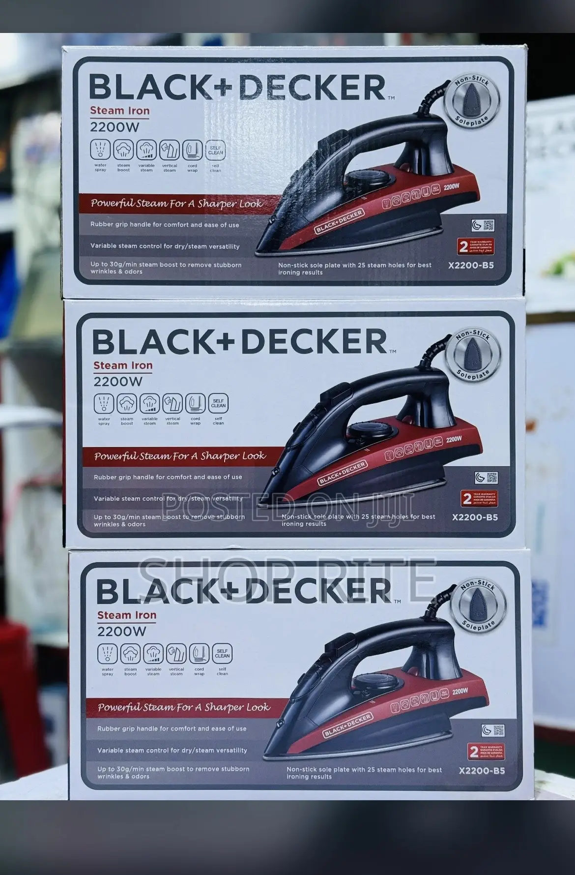 Black +Decker Electric Steam Iron 2200w