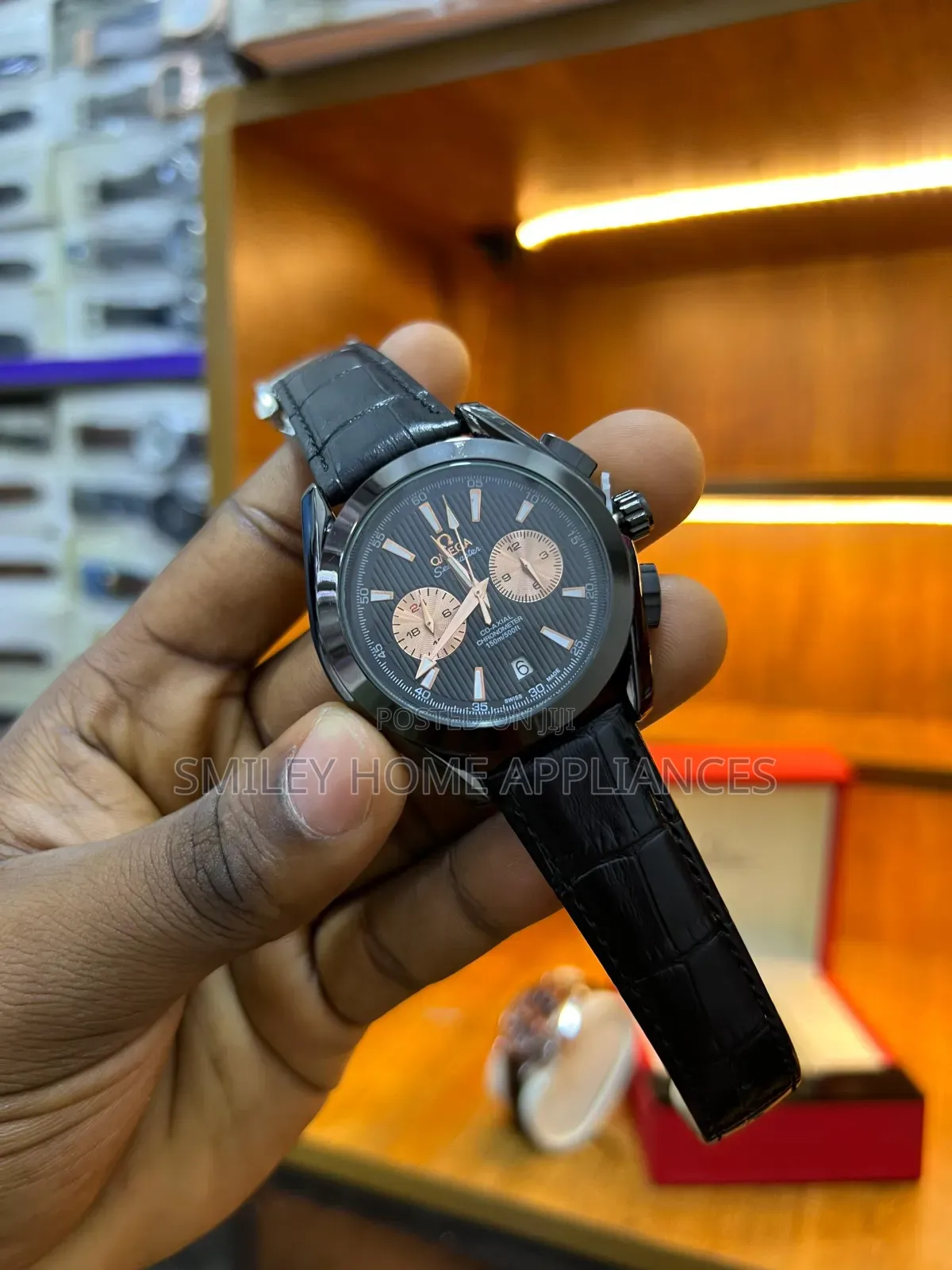 Omega Leather Strapped Unisex Men's Classic Analog Watch