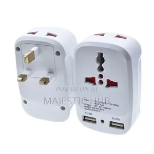 Universal Travel Plug Adapter 2 Usb Ports With Eu/Uk/Us/Au