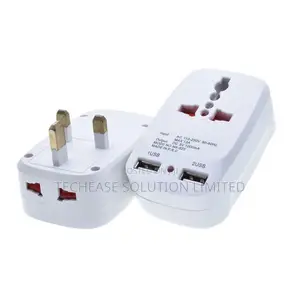 Universal Travel Plug Adapter 2 Usb Ports With Eu/Uk/Us/Au