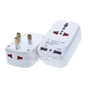 Universal Travel Plug Adapter 2 Usb Ports With Eu/Uk/Us/Au