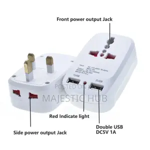 Universal Travel Plug Adapter 2 Usb Ports With Eu/Uk/Us/Au