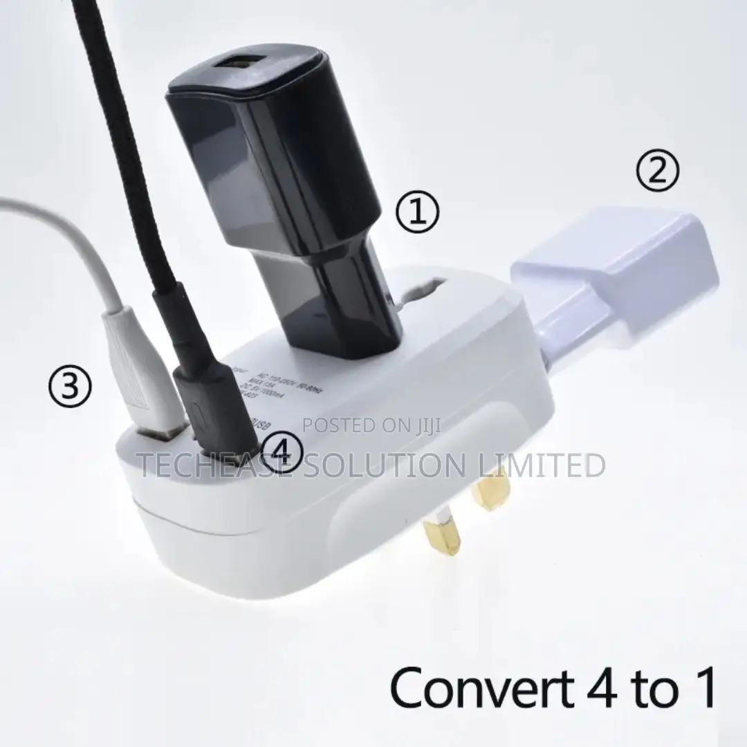 Universal Travel Plug Adapter 2 Usb Ports With Eu/Uk/Us/Au