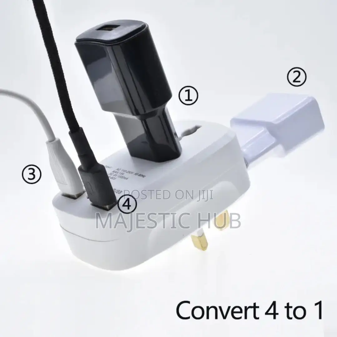 Universal Travel Plug Adapter 2 Usb Ports With Eu/Uk/Us/Au