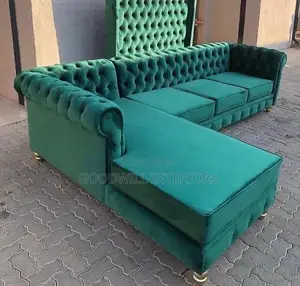 Green L Shape Six Seater Sofa Set
